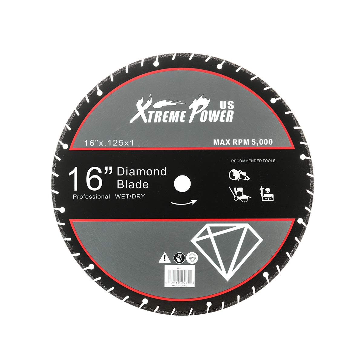 XtremepowerUS 3200W Electric 16" Concrete Cut Off Saw Wet/Dry Circular Saw Disc Cutter Guide Roller Masonry Brick Build-In Water Line with Blade