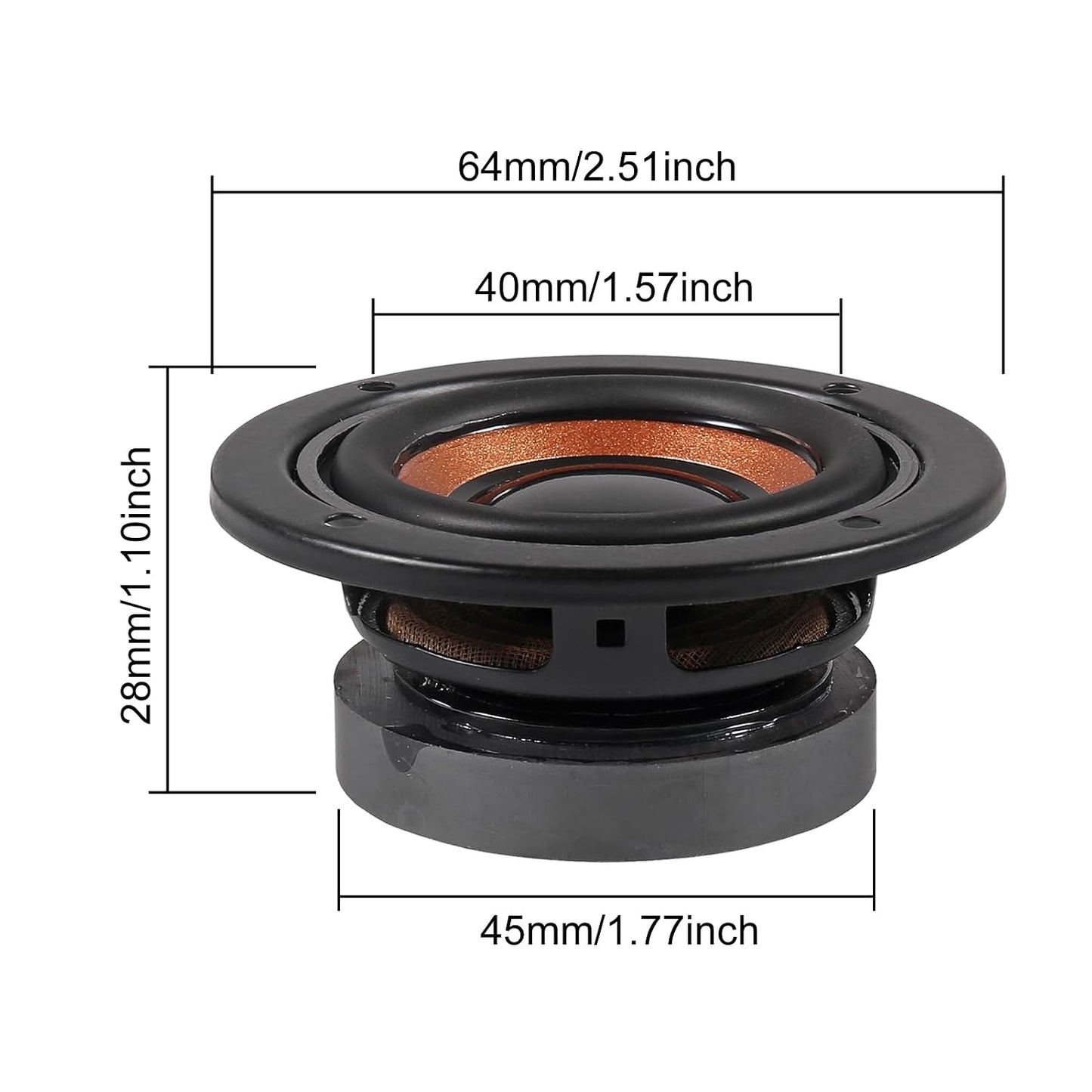 DWEII 2-Pack 2-Inch 4 5W 63mm Ohm Speakers, Audio Round Bass Speakers, DIY Home Amplifier Subwoofers, Coaxial