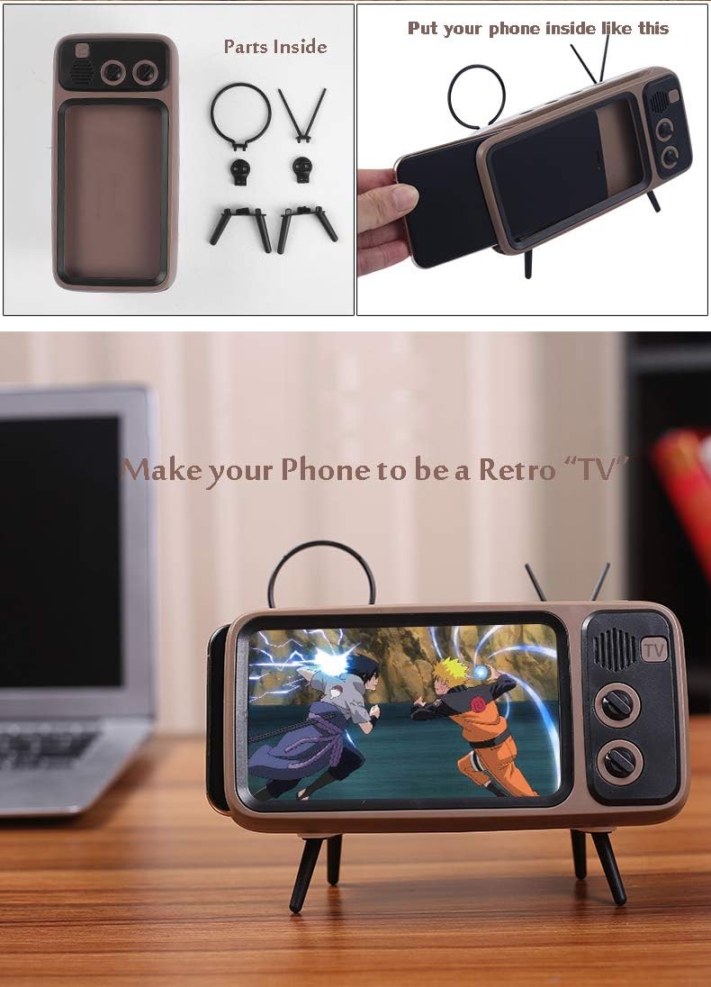 UnnFiko Retro TV Style Desk Mount - Universal Holder for iPhone and Samsung Devices (TV Gray)