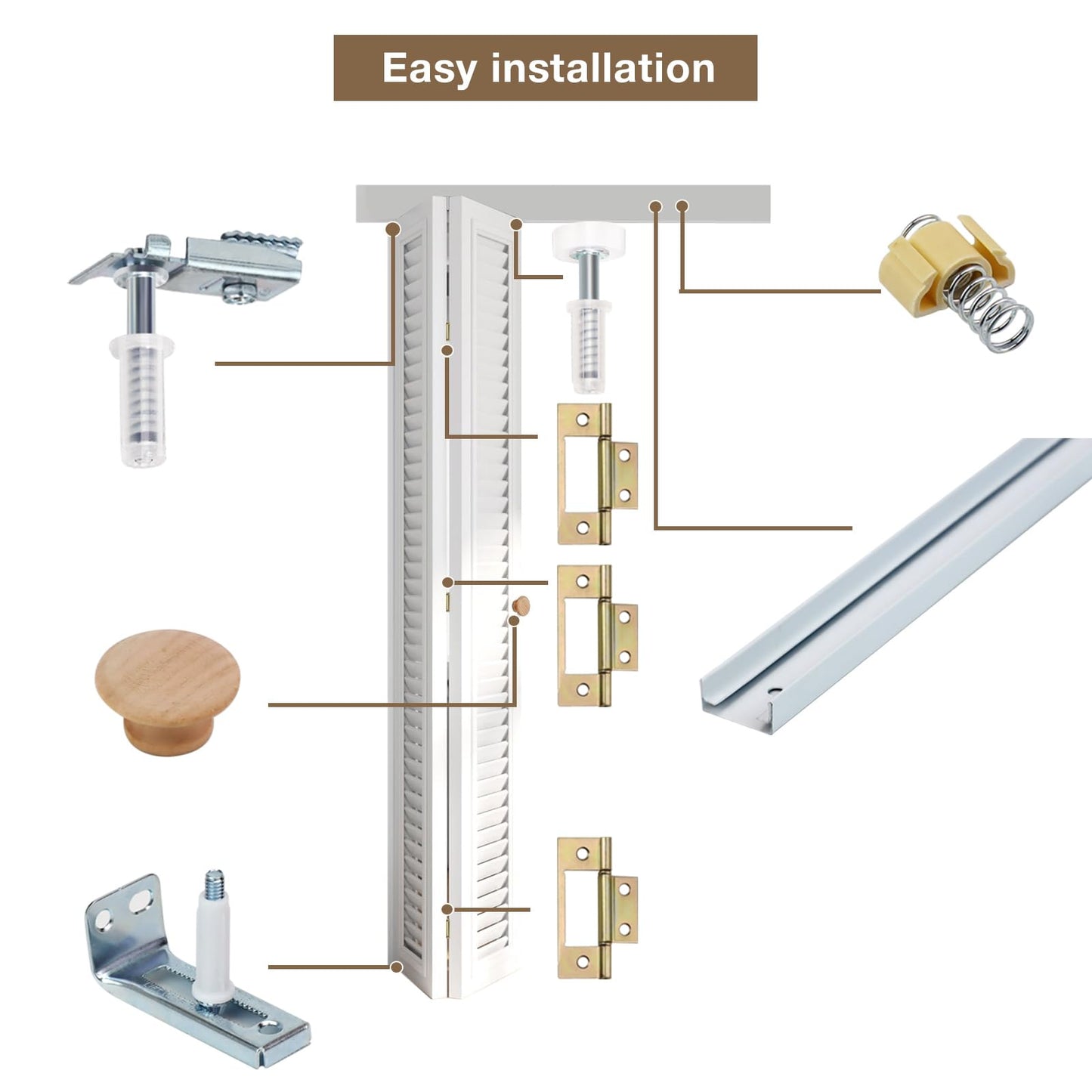 Bifold Door Hardware Kit, 30-Inch Bi-fold Closet Door Track Kit Bifold Closet Door Hardware Kit Folding Door Hardware Repair Replacement Tool Kit