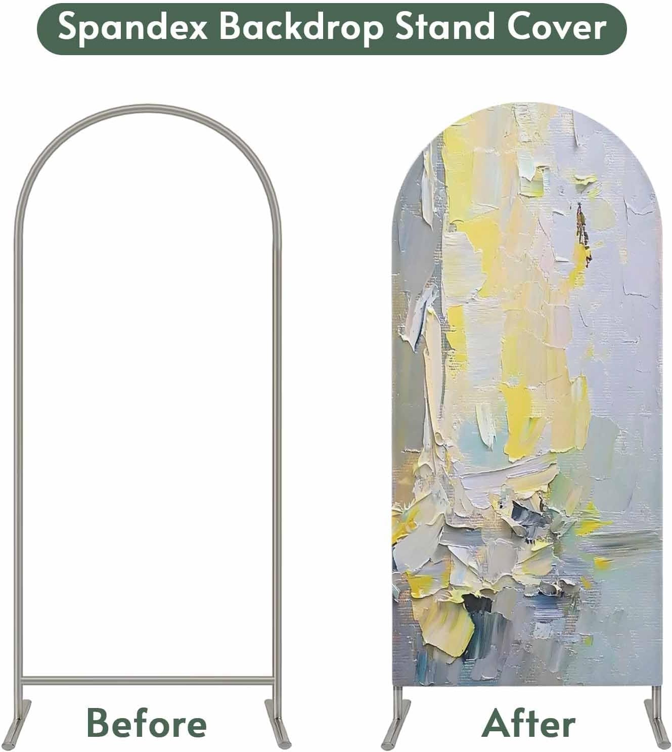 Jnbasdffb 7.2 Abstract Geometric Wedding Arch Cover, Stretchy Spandex Arch Backdrop Stand Covers FT, Simple Yellow Blue