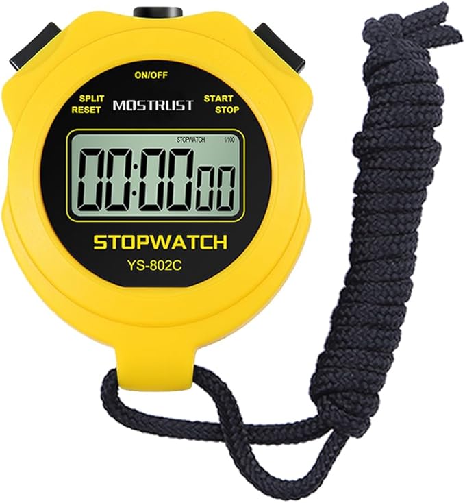 Digital Simple Stopwatch, 1/30 Lap Basic Stopwatch, No Bells, No Clock, No Alarm, Silent, Child Friendly, ON/Off for Swimming Coaches Kids