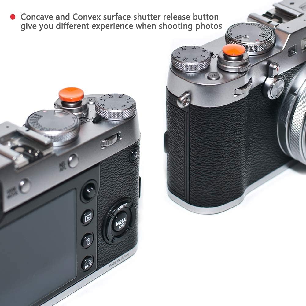 11mm 10mm Surface(2 Pack) VKO Orange Metal Soft Shutter Release Button,Delicate Camera Shutter Button Concave Convex