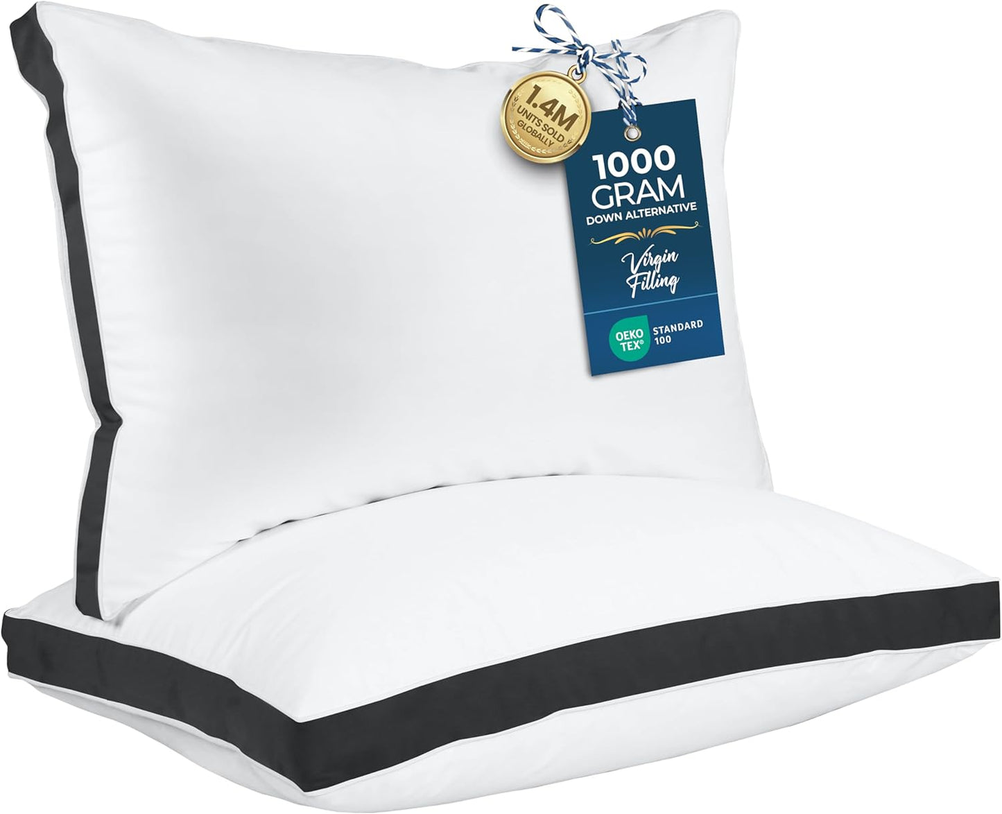 Utopia Bedding Queen Size Bed Pillows - Soft & Fluffy Down Alternative | Set of 2, Cooling Gusseted Design