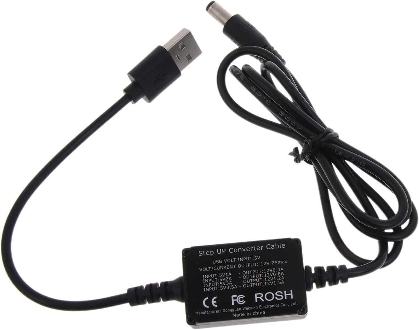 Bottone DC5.5x2.1mm 5V 12V, 3A, USB to Power Regulator Charging Cable, to Indoor Use, Compatible with Laptop, Power