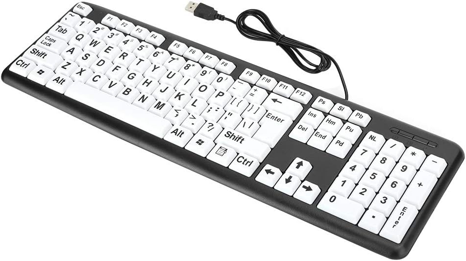 Kafuty-1 Large Print Computer Keyboard Wired Large Letter Key Keyboard USB Low Vision Keyboard with Oversized Print