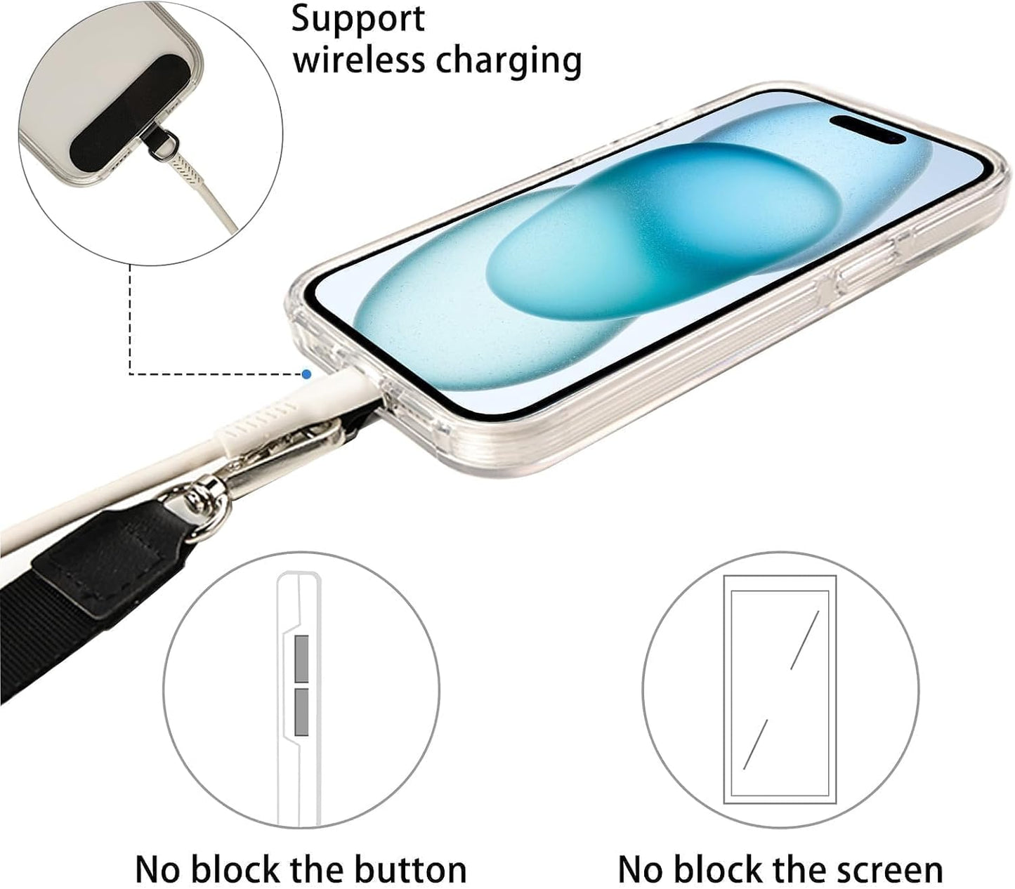 1 4 Pack 21.65 inch 1 MOLOPPO Phone Lanyard - to with Adjustable Neck Strap Phone Strap, Clear Phone Clip Phone Thether