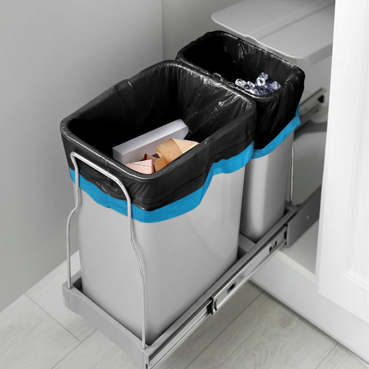 Teivio 20 Gallon 26 Counts Large Drawstring Trash Bags Strong Tall Kitchen Garbage Bags for Home/Office/Light Residential Waste/Outdoor Trash Can, Lawn，Trash Bin liners Black