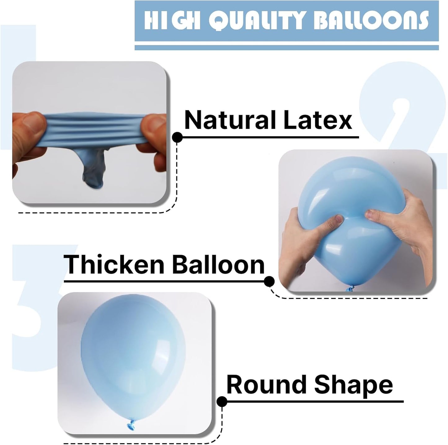 PartyWoo Light Blue Balloons - 140-Piece Pastel Balloon Arch Kit for Graduation & Baby Showers | 5-18 Inch Sizes
