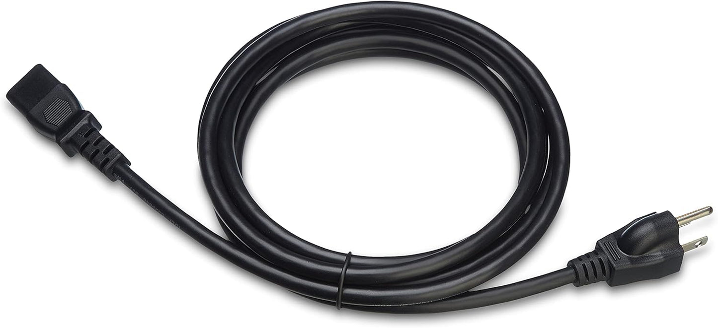Amazon Basics 10 3 18 125 5-Pack PC Power Cord, feet, Compatible with Monitor, Computer, TV, Prong, AWG, Volts, Black
