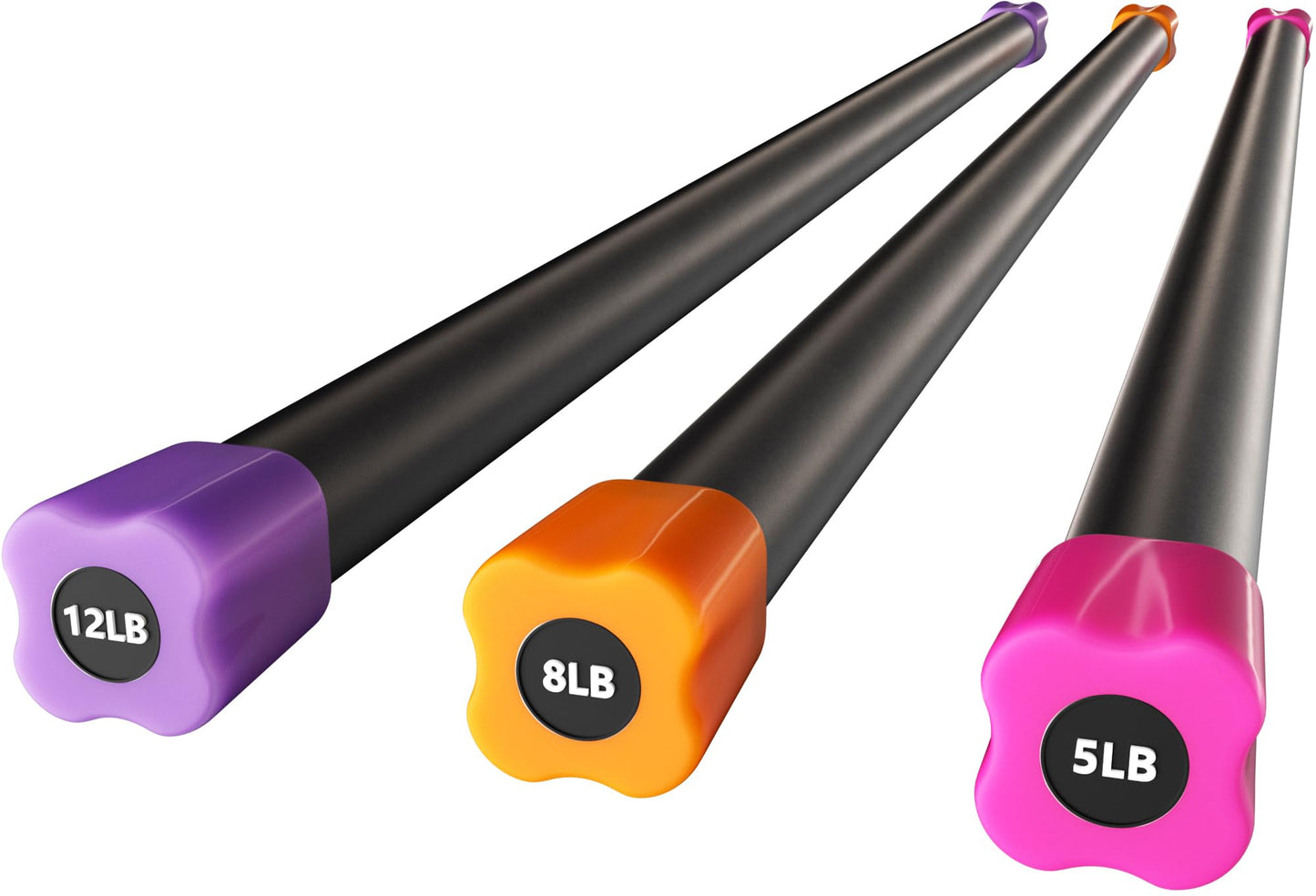 Fitvids Total Body Workout Weighted Bar Weighted Workout Bar Weighted Exercise Bar, Set of 3: 5, 8, 12LBS