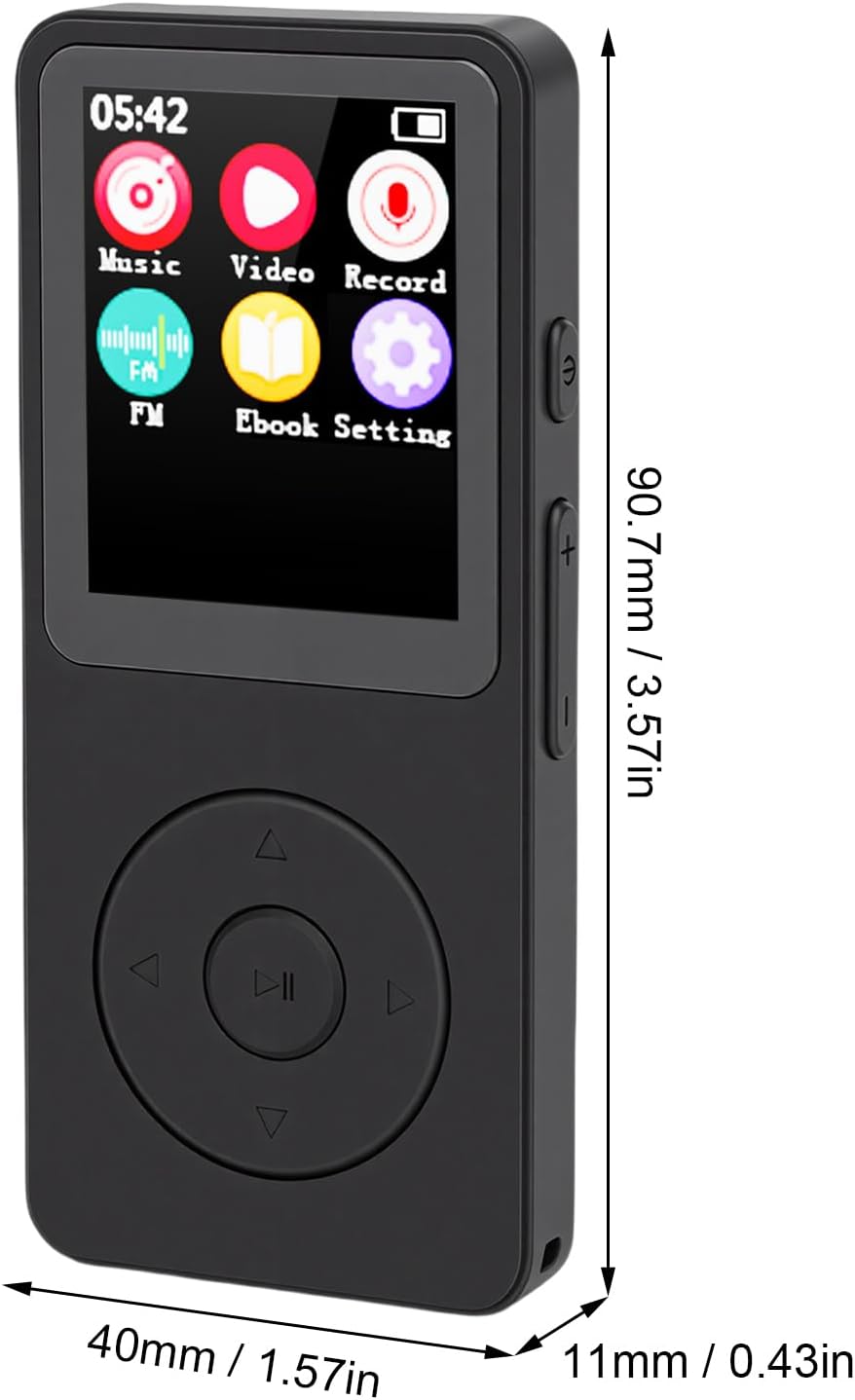 LAISANIM MP3 5.4 2.4 Inch Player with Bluetooth HiFi Sound, Screen Portable Music Player with FM, Voice Recorder, E