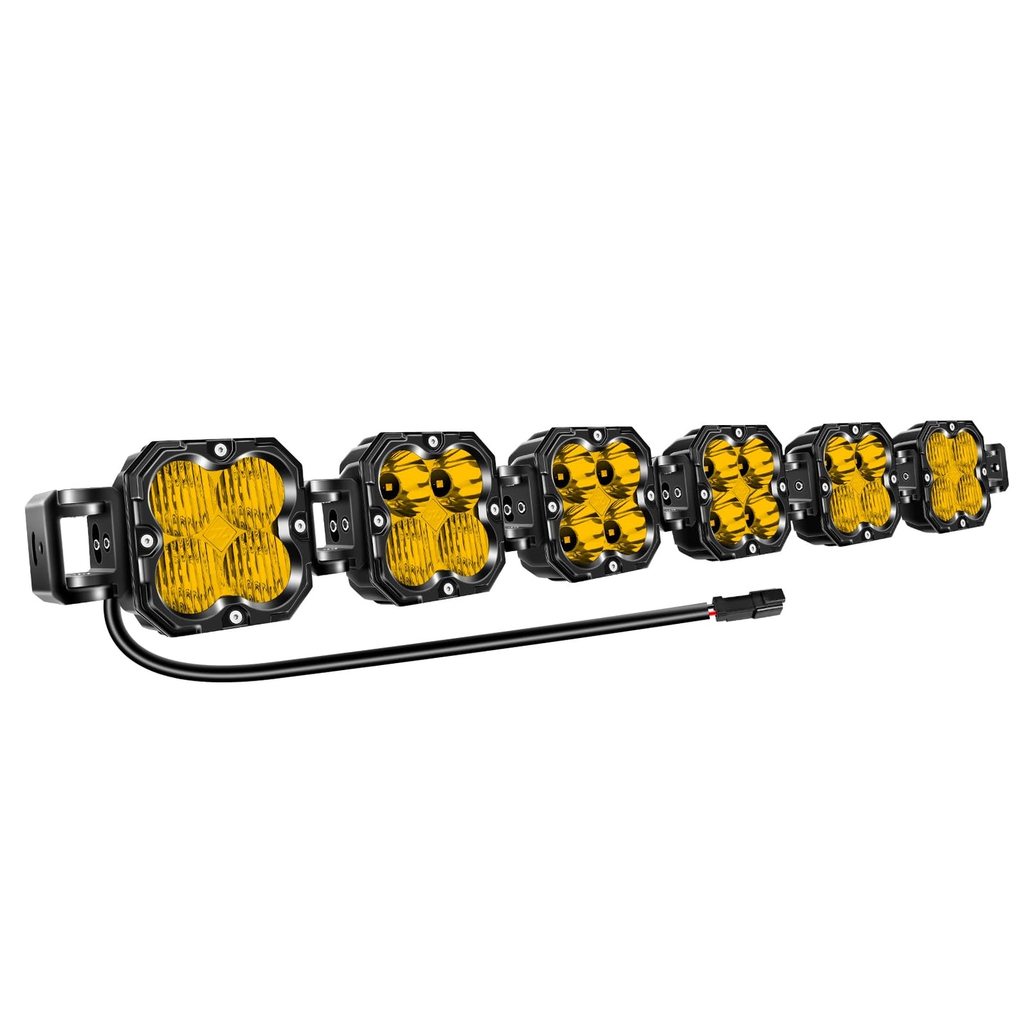 SKYWORLD 6 Pcs Yellow Cube LED Pod Light, 4 Inch 30W Spot Flood Combo Beam Work Lights,3530K Car Off-Road Driving Lamp for ATV, UTV, 4x4, Tractor,Truck,Motorcycle