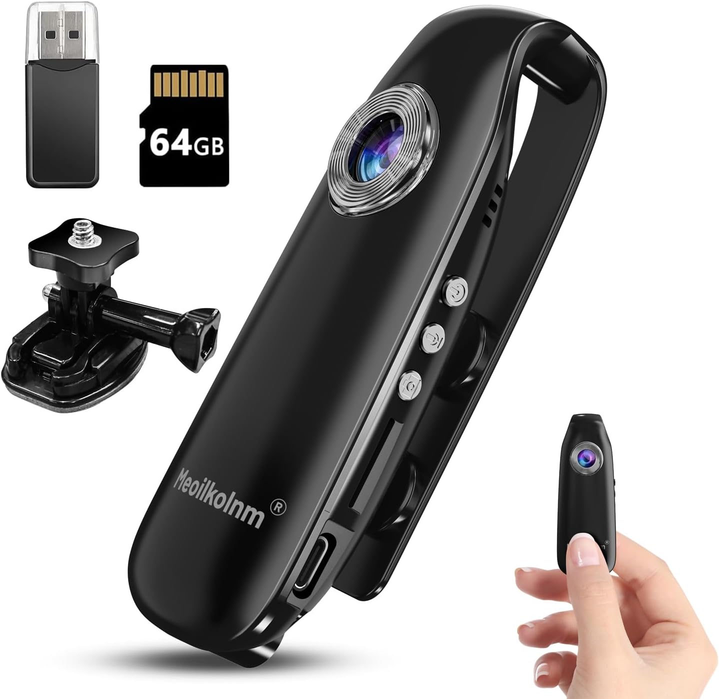 Meoilkolnm 1080P 64GB Mini Body Camera with Audio and Video Recording Motion Detection Video Recorder Wearable POV