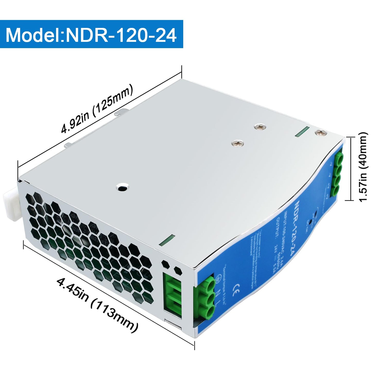 24Vdc Power Supply NDR 120W;Dual Output (Input:100-240VAC,Output:24VDC,50/60HZ) Power Supply Switch Switching Converter DC (24V 5A)(10pcs)