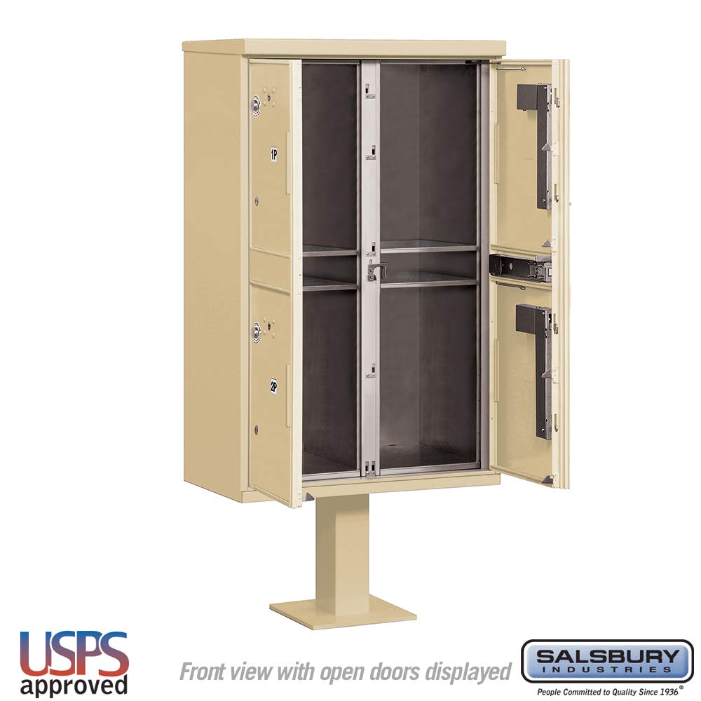 Outdoor Parcel Locker - 4 Compartments - USPS Access - Sandstone