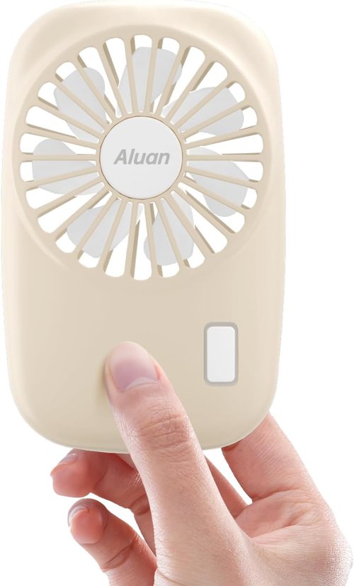 Aluan Handheld Mini Fan - Powerful Portable USB Rechargeable Eyelash Fan for Home & Travel | Beige