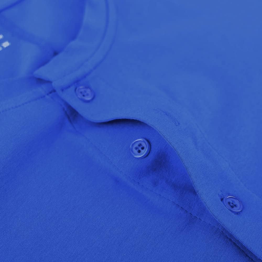 GYMAPE Mens Short Sleeve Onesie Henley Jumpsuit Pajamas Stretchy Cotton One Piece Garment Blue S