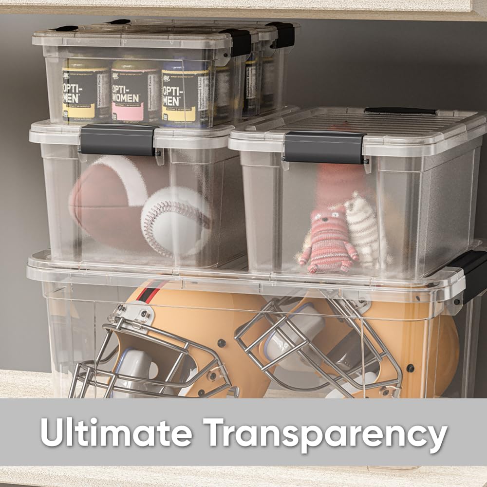 Superio Storage Bins - 10 Pack Clear Organizing Boxes | 2.5 Qt Stackable, BPA-Free & Odor-Free