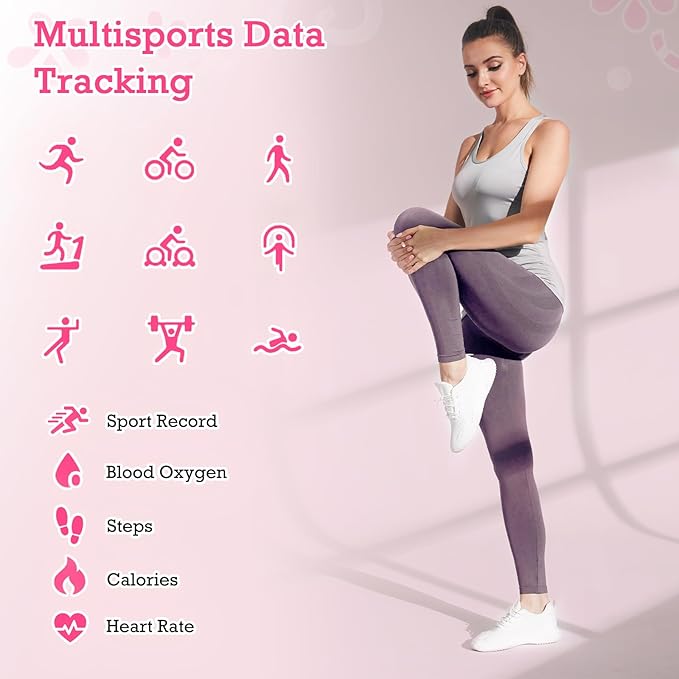 Smart Ring Health Tracker, Sleep Tracker Ring with Heart Rate, Waterproof Fitness Ring for Activity Monitoring/Steps/Distance/Calories,Air Gestures,Up to 7-Day Battery,for iOS Android (Light Pink,#10)