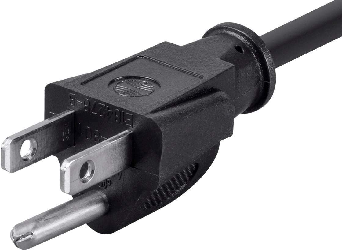 Monoprice 5-15P 60320 C13, 18AWG, 10A/1250W, 125V, 3-Prong, 2ft, Power Cord - NEMA to IEC Black