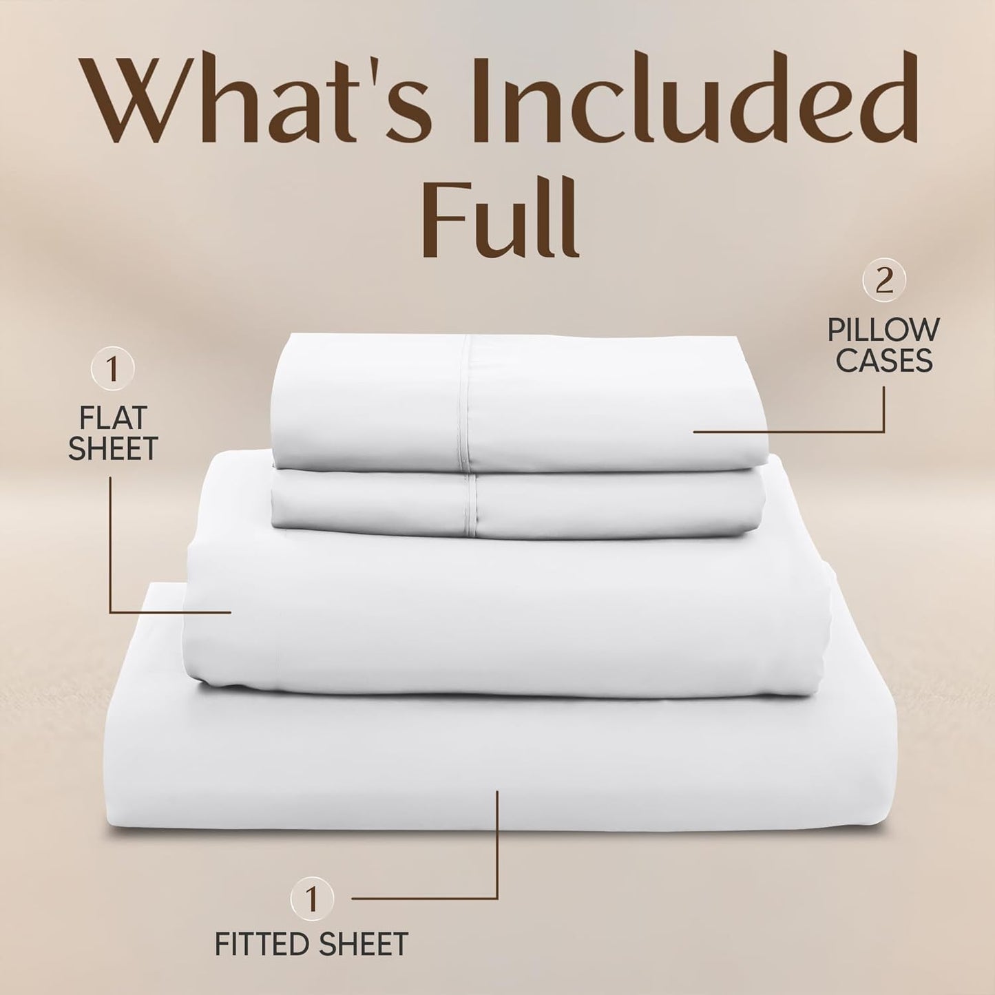 Utopia Bedding Full Size Sheet Set - Soft, Breathable Microfiber | 4-Piece White Bed Sheets Set