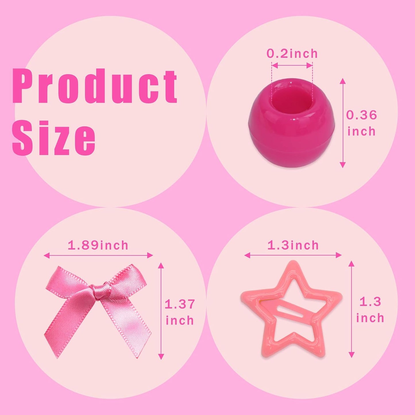 Skiennix Pink Hair Beads for Braids - 112PCS Non-Slip Acrylic Hair Jewelry | Cute Accessories for Girls