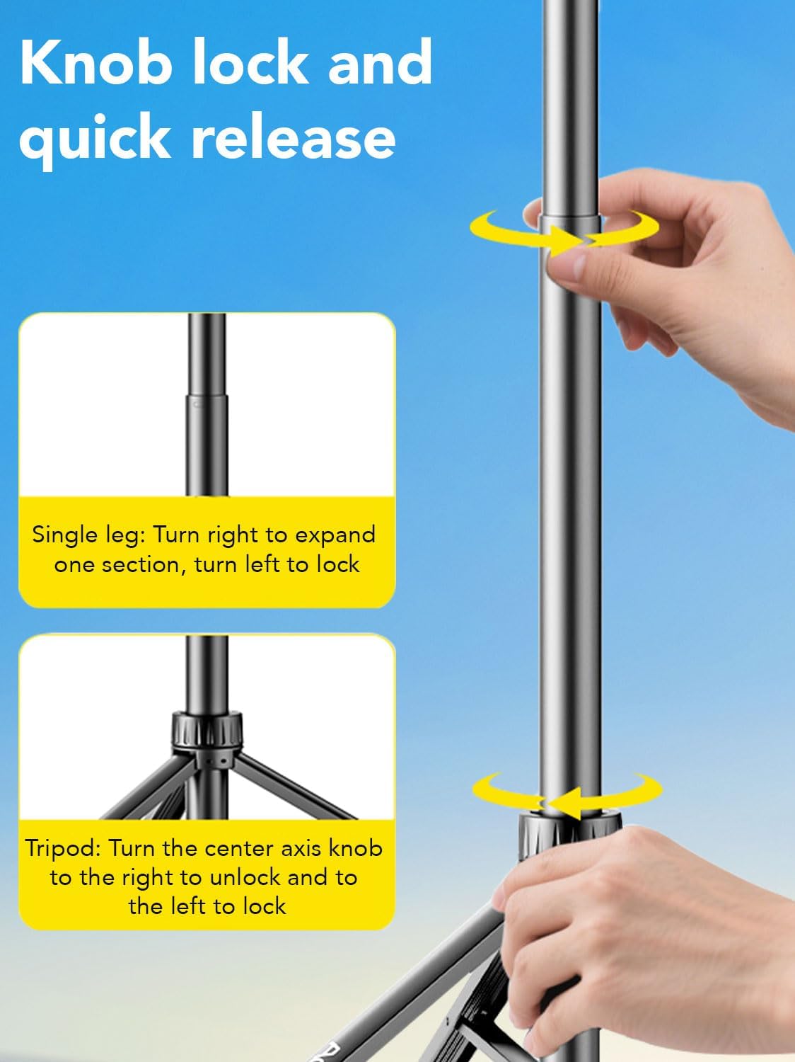 AOCHUAN 155cm 14.5"-60.1" Lightweight Extendable Phone Tripod for iPhone, Adjustable Photography Phone Stand, Portable