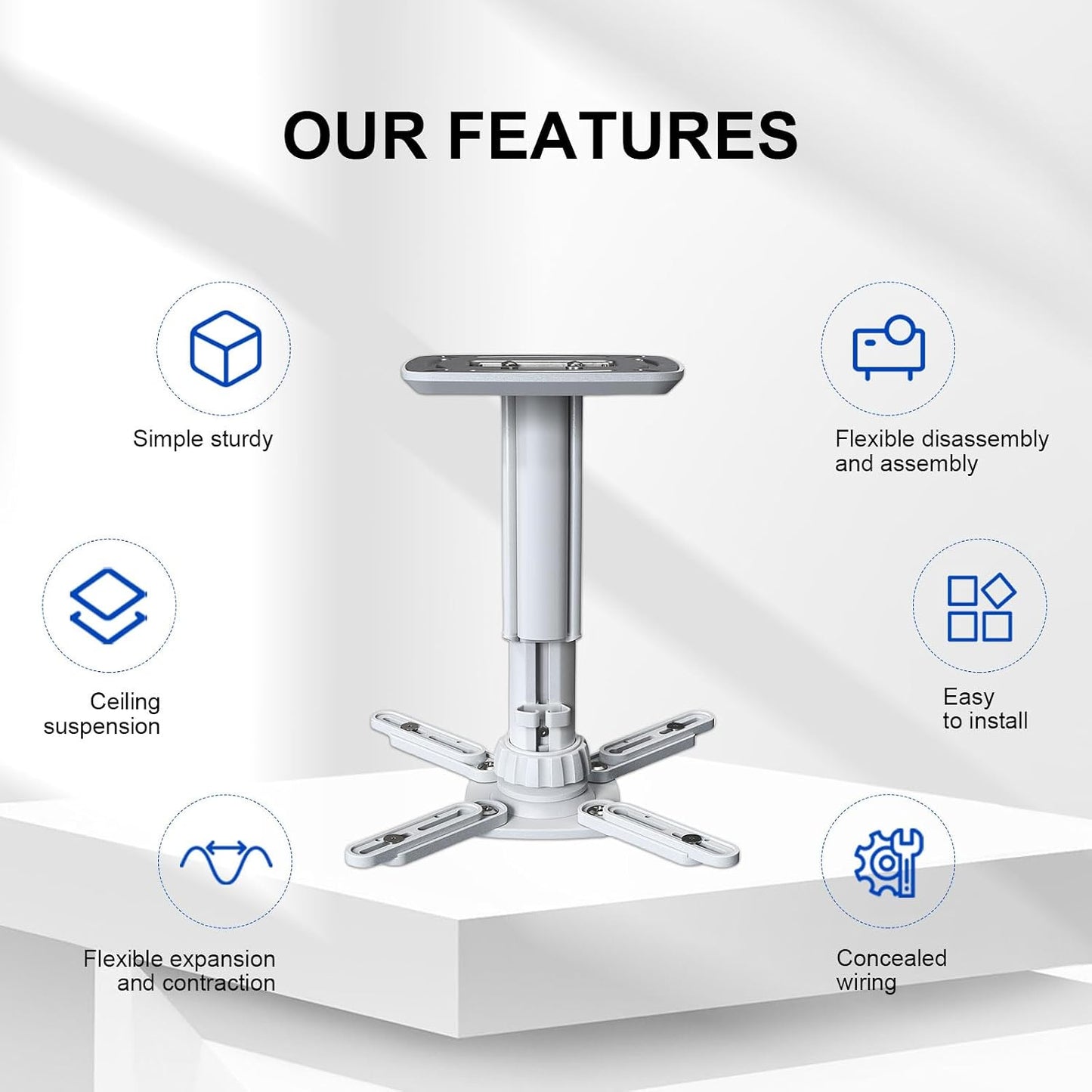 Jomard Universal Projector Ceiling Mount, Adjustable Height Extendable Arms, Ceiling Projector Mount for Home