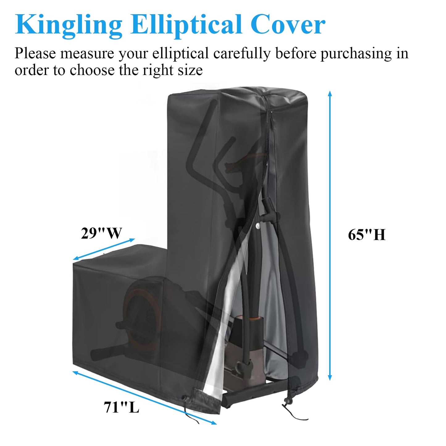 Kingling Elliptical Cover, Elliptical Exercise Machine Cover for 430/470/V-950X Elliptical Trainer Waterproof & Dustproof Protective Covers - 71''L x 29''W x 65'' H