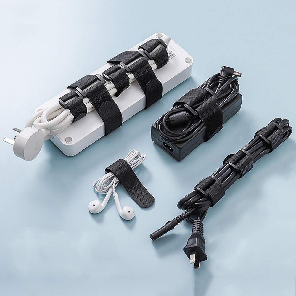 HUAPX Fastening Nylon Strap with Buckle,10Pack Reusable Self-Adhesive Hook and Loop Cable Securing Straps,Adjustable Cinch Straps for Cords Organized and Tidy(1" x 8")