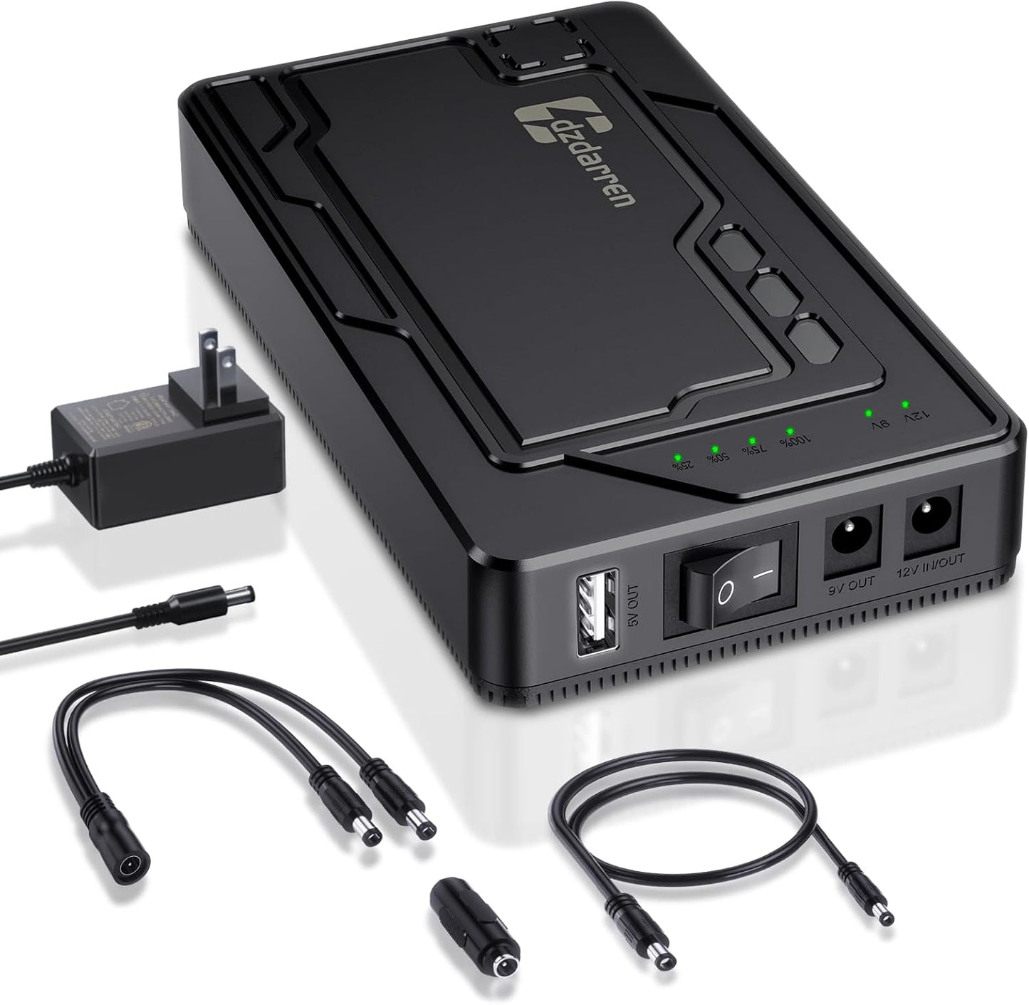 dzdarren 12V Pack 10000mAh, 5V/ 9V/12V Bank(12V 10000mAh 9V13000mAh 5V 24000mAh) Pack Rechargeable Battery Portable