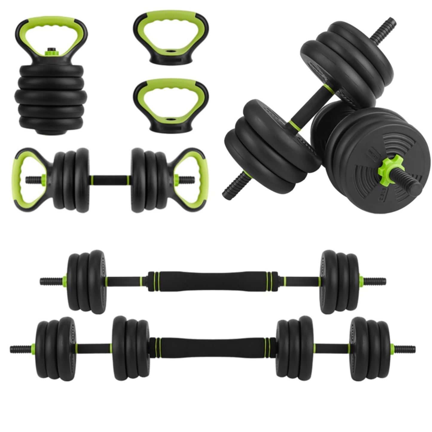 4-in-1 Adjustable Dumbbell Set, 66 Lbs Free Weights Set with Connector, Fitness Exercise Equipment Used As Kettlebells, Barbell, Push Up Stand, Weights Set for Home Gym Suitable Women/Men