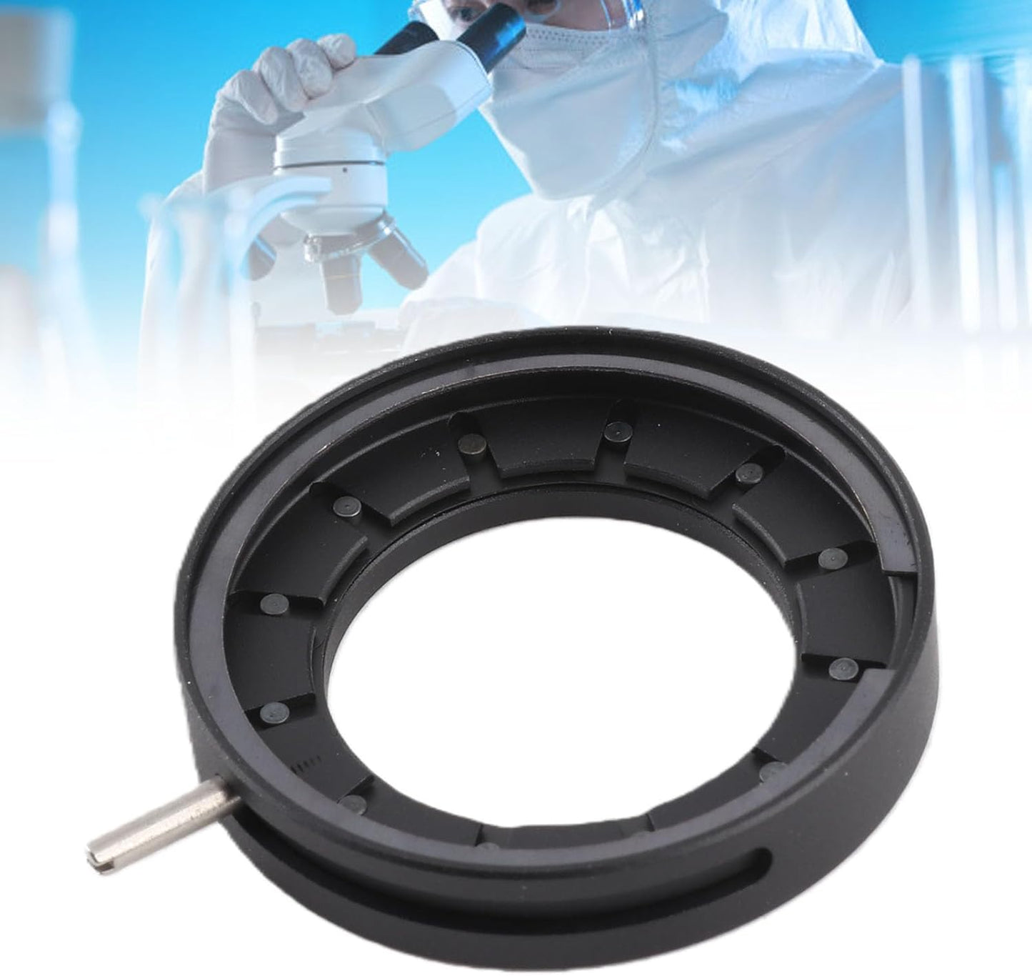 Fafeicy 14 Adjustable Aperture Diaphragm for Microscope, Optical Diaphragm with Blades Metal Lens, Microscope Accessory