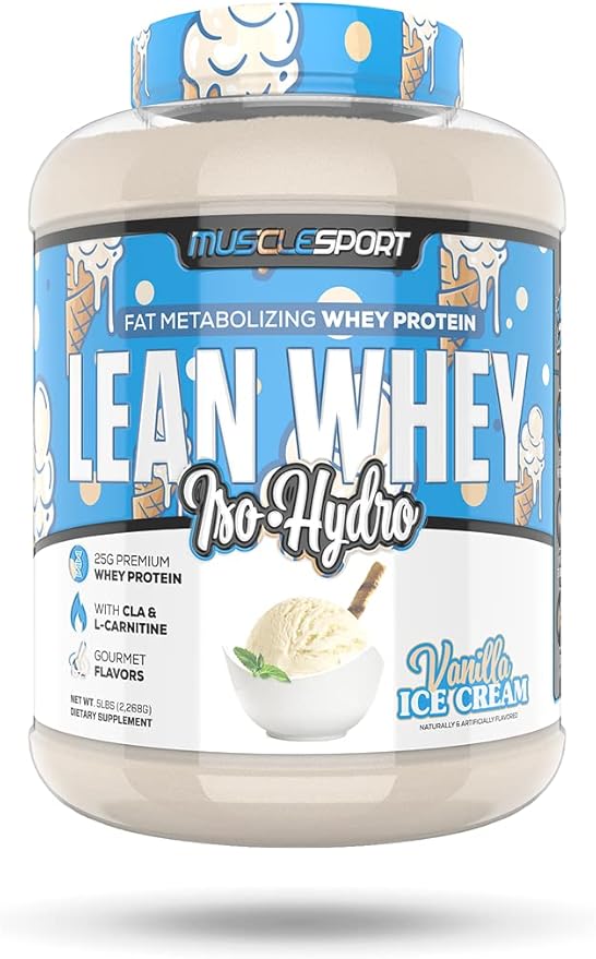 Musclesport Lean Whey Revolution??Protein Powder - Whey Protein Isolate - Low Calorie, Low Carb, Low Fat, Incredible Flavors - 25g Protein per Scoop - 5lb Vanilla Ice Cream