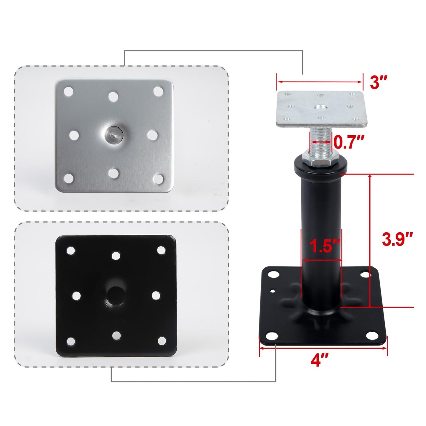 4 Pack Adjustable House Floor Jacks – 5"-8" Heavy Duty House Jacks for Leveling, Steel Support Posts for Beams, Decks, Crawl Spaces, Basements-Black