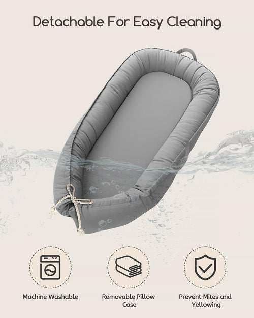 Baby Lounger - Pure Cotton Infant Lounger for Newborns 0-24 Months | Breathable & Portable Baby Nest