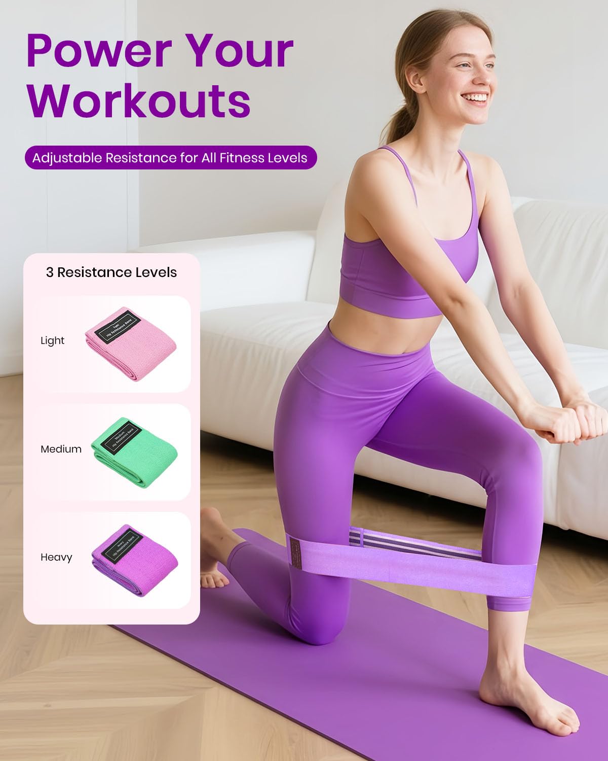 Fuelion Pilates Ring Set for Women, Home Workout Pilates Equipment with Resistance Bands, 14'' Magic Circle, Mini Ball, Pilates Starter Kit for Strength, Toning and Flexibility (Purple, Medium-Level2)