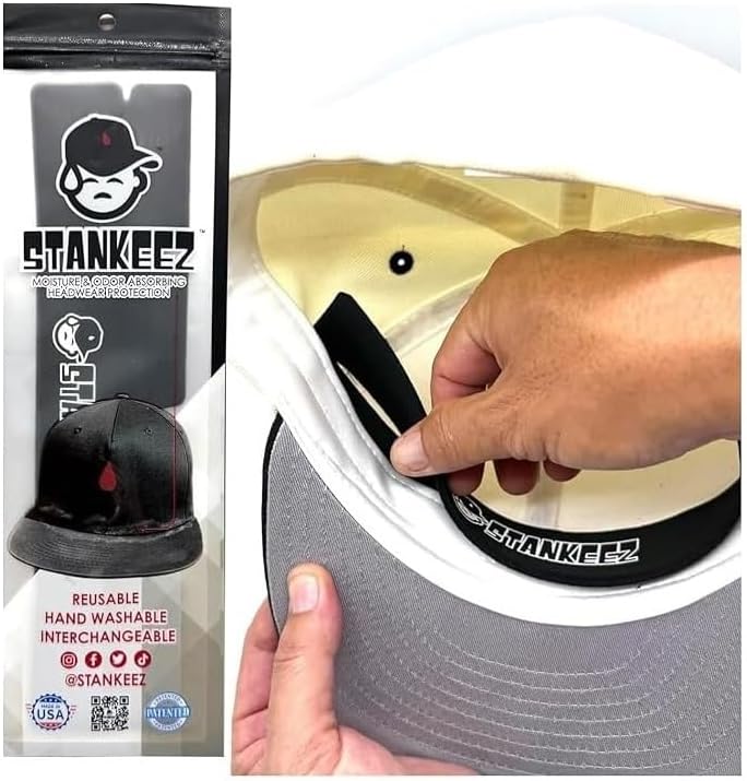 Stankeez Hat Liners - Reusable Sweat Shields for Hats - Hand Washable & Non-Adhesive - Black