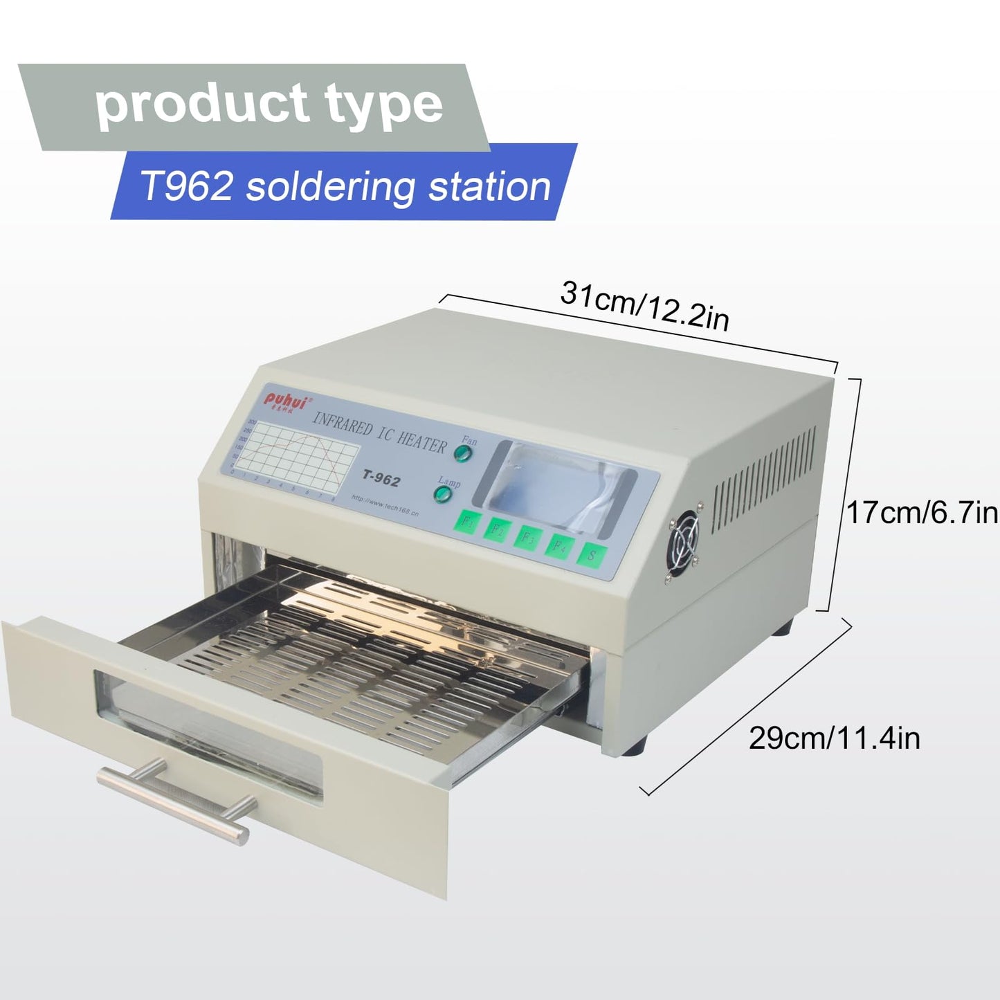 110V 800W Automatic Reflow Machine, T962 Infrared Reflow Oven Furnace IC Heater, PCB Reflow Soldering Station, Mini Reflow Soldering Machine BGA