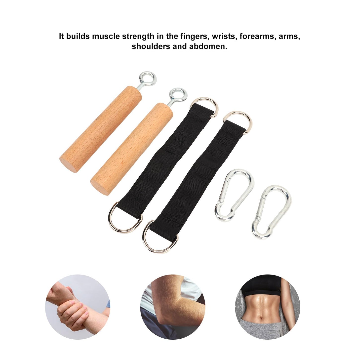 Yuecoom Wooden Pull Up Climbing Hold Grips, 1 Pair Hand Grips Strengthener Exerciser Training Tools for Grip Strength, Kettlebells, Workout