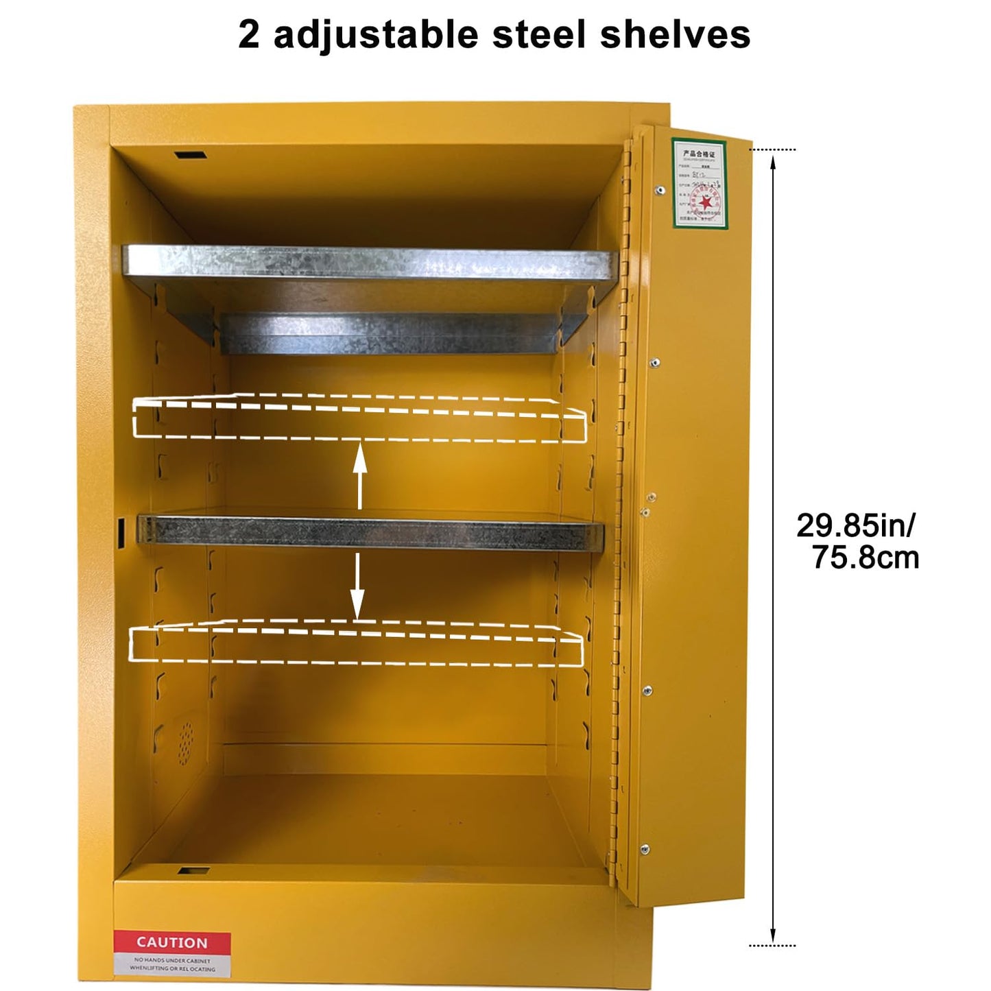 Hazardous Storage Cabinet, 23.2" W x 18.1" D x 35.3" H, for Storing up to 24 Gallons, Chemical Fireproof Cabinet, Featuring 2 Adjustable Shelves, Manual Closing Doors for Industrial (23"*18"*35.3")