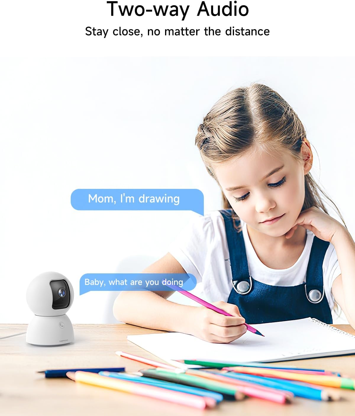 CINMOORE 5G 3K 2-Way 2.4G/5G Pet Camera Indoor with Phone App, Cat Dog Cameras with Speaker, Pan-Tilt WiFi Baby Monitor