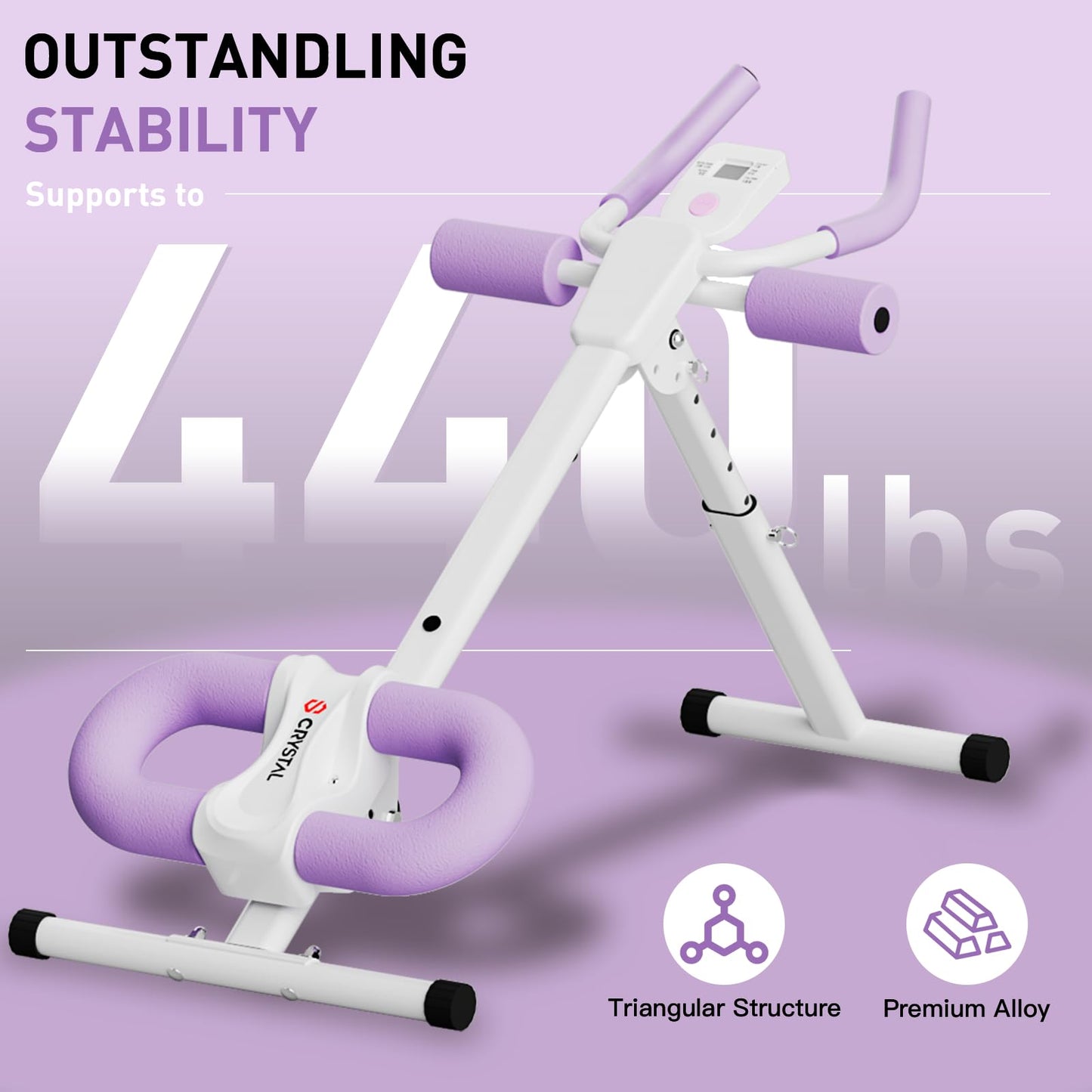 CRYSTAL Ab Machine, Adjustable Ab Machine,Ab Trainer Machine,Ab Dominal Exercise Machine at Home Gym for Stomach Workout with LCD Monitor,Ab Workout Equipment