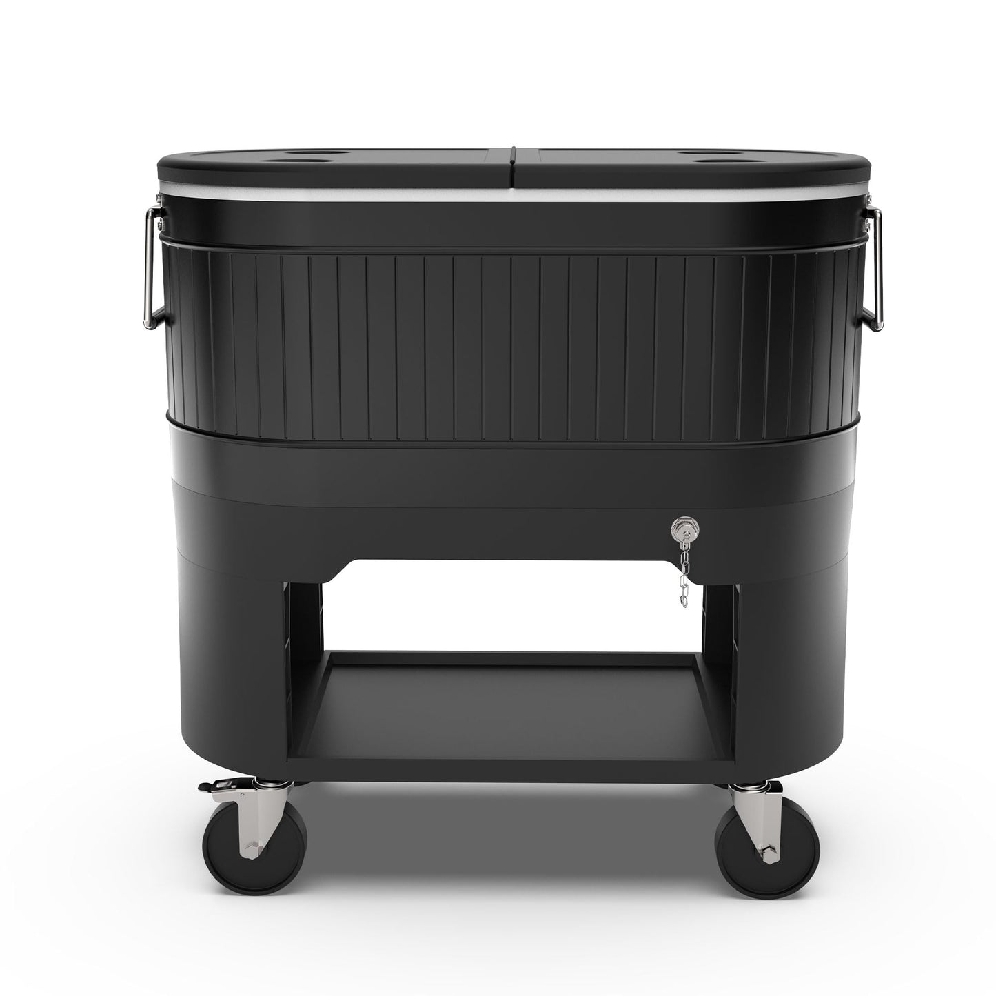 Permasteel 120-Qt Rolling Ice Chest, Portable Patio Party Bar Drink Cooler Cart with Wheels, Drink Dividers - Perfect for Outdoor or Indoor Entertaining, and Parties, Black