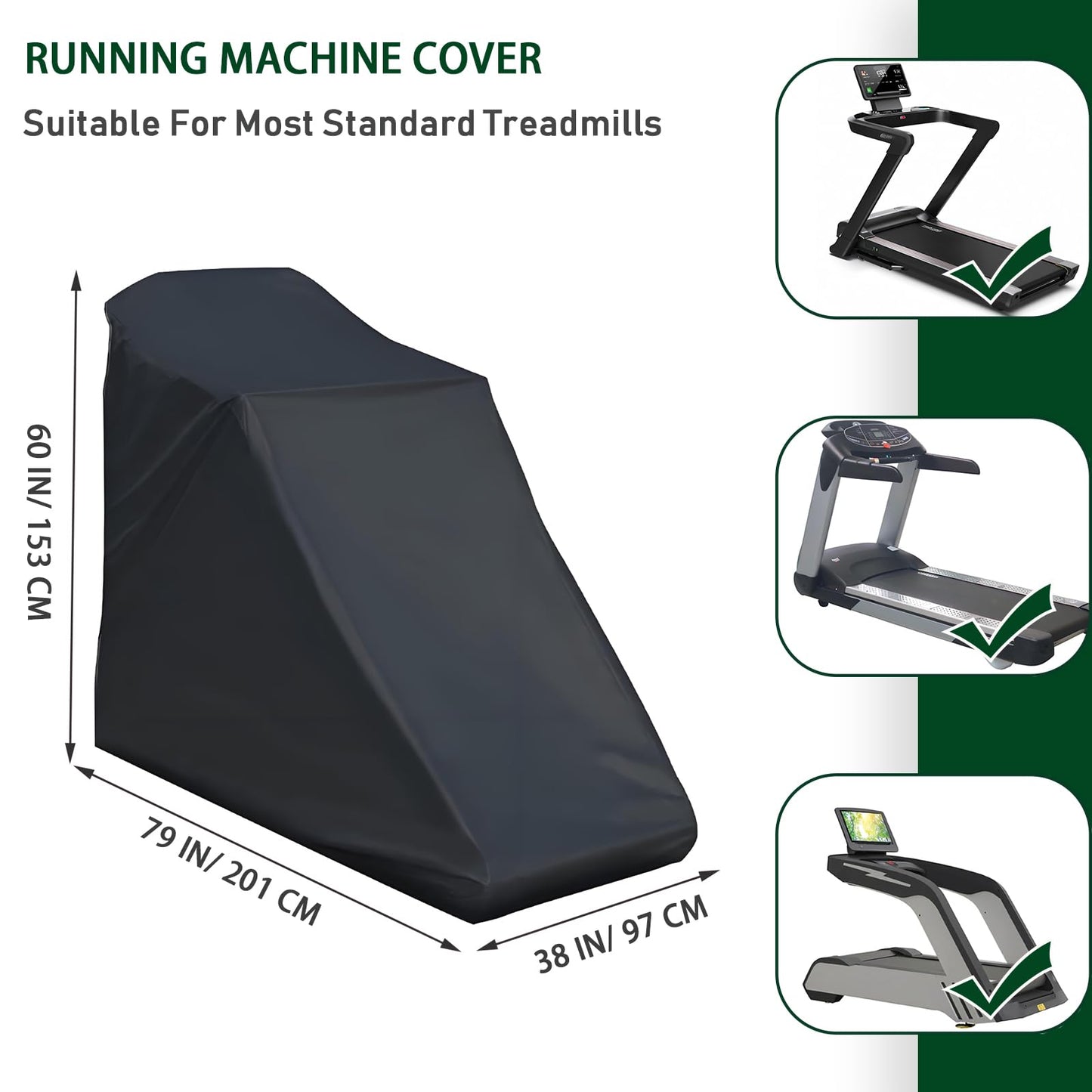 Treadmill Cover, Running Machine Cover, Oxford Cloth Waterproof Dustproof Exercise Equipment Protect with Drawstring and Storage Bag For Outdoor Indoor Gym Treadmill