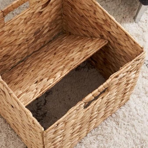 M4DECOR Storage Cube - Woven Water Hyacinth Baskets for Stylish Organization | 12x12in, Set of 4