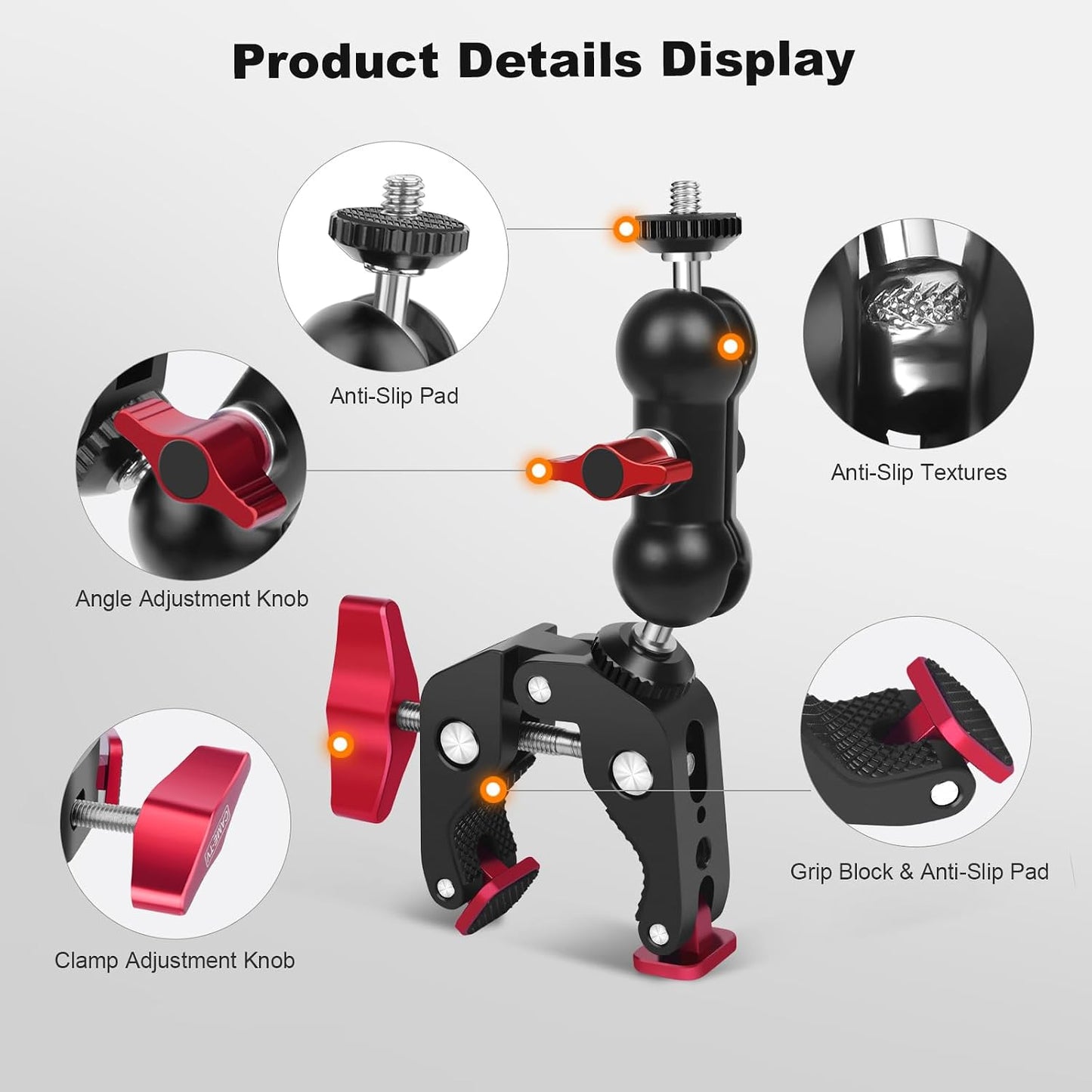 Mechrig (SY006) Super Clamp with Dual Ballhead Magic Arm, Aluminum Camera Clamp Mount Kit for DSLR Action