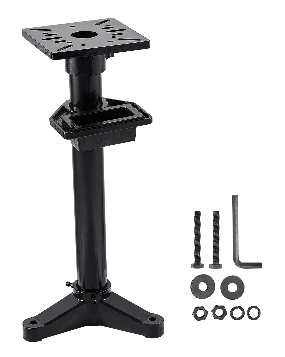 VEVOR Bench Grinder Stand, Heavy-Duty Bench Grinder and Vise Floor Pedestal with 10.6" x 10.6" Mounting Plate, Pre-Cut Mounting Slots & Water Pot, Compatible with Most Bench Grinders