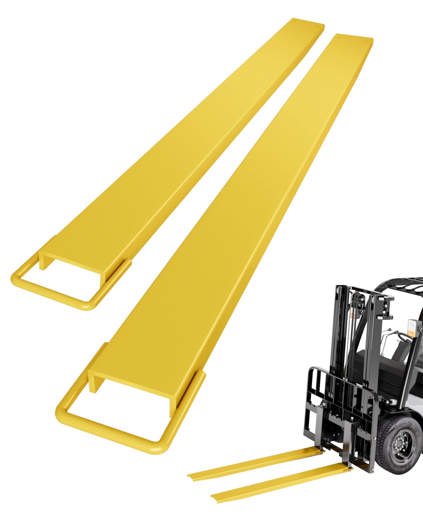 Pallet Fork Extension 4.5" Width 84" Length Heavy Duty Steel Pallet Extensions for Forklift Truck 1 Pair, Yellow